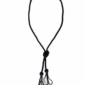 Elegant Black Bead Knotted Tassel Necklace Detailed and Gorgeous see pics